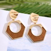 1 Pair Fashion Geometric Wood Handmade Women's Drop Earrings sku image 1