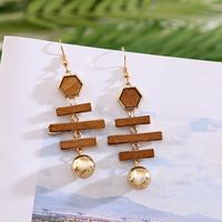 1 Pair Fashion Geometric Wood Handmade Women's Drop Earrings sku image 12