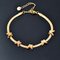 Simple Style Flower Butterfly Titanium Steel Inlay Artificial Pearls Bracelets 1 Piece sku image 1