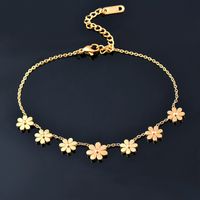 Simple Style Flower Butterfly Titanium Steel Inlay Artificial Pearls Bracelets 1 Piece main image 4