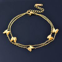 Simple Style Flower Butterfly Titanium Steel Inlay Artificial Pearls Bracelets 1 Piece sku image 2