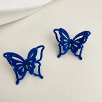 1 Par Moda Mariposa Nudo De Lazo Flocado Enchapado Mujeres Pendientes sku image 2