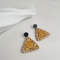 1 Pair Vacation Triangle Round Braid Wood Rattan Drop Earrings sku image 2