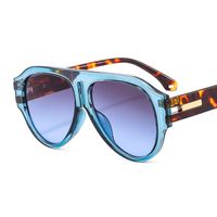 Retro Leopard Pc Oval Frame Patchwork Full Frame Women's Sunglasses main image 2