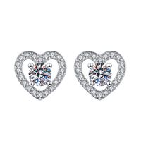 1 Pair Sweet Simple Style Round Heart Shape Bow Knot Plating Inlay Copper Zircon Silver Plated Drop Earrings sku image 16