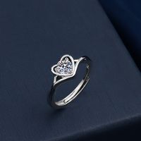 1 Piece Fashion Heart Shape Metal Plating Inlay Zircon Women's Open Ring main image 1