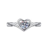 1 Piece Fashion Heart Shape Metal Plating Inlay Zircon Women's Open Ring main image 3