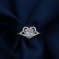 1 Piece Fashion Heart Shape Metal Plating Inlay Zircon Women's Open Ring main image 4