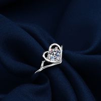 1 Piece Fashion Heart Shape Metal Plating Inlay Zircon Women's Open Ring main image 5