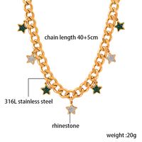 Fashion Star Titanium Steel Inlay Artificial Crystal Pendant Necklace 1 Piece main image 2