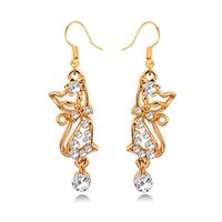 1 Pair Fashion Cat Alloy Plating Inlay Rhinestones Women's Drop Earrings sku image 1