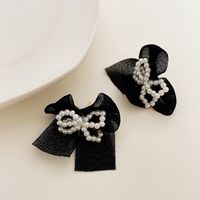 1 Pair Fashion Bow Knot Cloth Pearl Women's Ear Studs sku image 1
