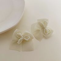 1 Pair Fashion Bow Knot Cloth Pearl Women's Ear Studs sku image 2