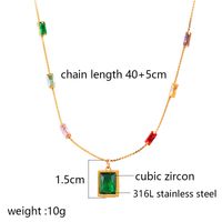 Mode Carré Acier Au Titane Incruster Zircon Pendentif 1 Pièce main image 2