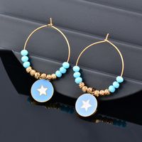 Vacation Star Artificial Crystal Titanium Steel Enamel Drop Earrings 1 Pair main image 5