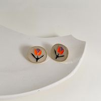 1 Pair Fashion Flower Drip Glazed Women's Ear Studs main image 4