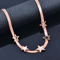 Simple Style Star Heart Shape Butterfly Titanium Steel Inlay Rhinestones Necklace 1 Piece main image 4