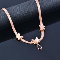 Simple Style Star Heart Shape Butterfly Titanium Steel Inlay Rhinestones Necklace 1 Piece sku image 4