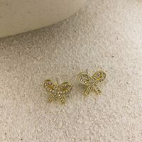1 Pair Fashion Bow Knot Plastic Resin Inlay Artificial Diamond Women's Ear Studs main image 5