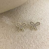 1 Pair Fashion Bow Knot Plastic Resin Inlay Artificial Diamond Women's Ear Studs sku image 3