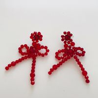 1 Pair Fashion Bow Knot Artificial Crystal Women's Drop Earrings sku image 1