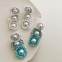 1 Pair Fashion Flower Cloth Pearl Women's Drop Earrings main image 1