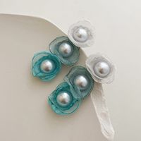 1 Pair Fashion Flower Cloth Pearl Women's Drop Earrings sku image 2