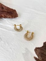1 Pair Simple Style Circle Plating Inlay Stainless Steel Rhinestones 18k Gold Plated Earrings sku image 1