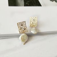 1 Pair Streetwear Square Alloy Pearl 18k Gold Plated Women's Drop Earrings main image 3