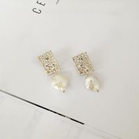 1 Pair Streetwear Square Alloy Pearl 18k Gold Plated Women's Drop Earrings main image 2