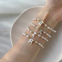 Fashion Letter Pearl Shell Copper Plating Bracelets 1 Piece main image 1