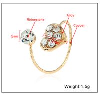 1 Piece Fashion Heart Shape Alloy Copper Inlay Rhinestones Women's Open Ring main image 4