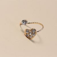 1 Piece Fashion Heart Shape Alloy Copper Inlay Rhinestones Women's Open Ring sku image 1