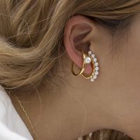 1 Piece Simple Style Solid Color Zinc Alloy Plating Inlay Artificial Pearls Women's Ear Clips main image 5