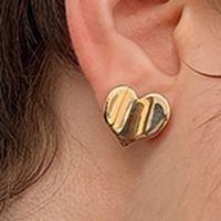 Fashion Heart Shape Titanium Steel Plating Ear Studs 1 Pair sku image 1