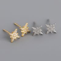 Fashion Star Sterling Silver Inlay Zircon Ear Studs 1 Pair main image 1