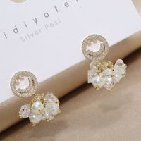 Fashion Smiley Face Copper Plating Artificial Pearls Zircon Drop Earrings 1 Pair main image 5
