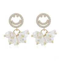 Fashion Smiley Face Copper Plating Artificial Pearls Zircon Drop Earrings 1 Pair main image 2