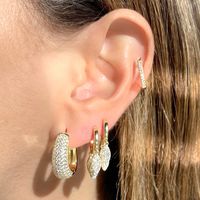Fashion Leaf Copper Inlay Rhinestones Drop Earrings 1 Pair main image 3