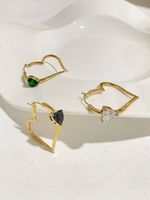 Fashion Heart Shape Stainless Steel Plating Inlay Zircon Earrings 1 Pair main image 3