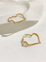 Fashion Heart Shape Stainless Steel Plating Inlay Zircon Earrings 1 Pair sku image 2