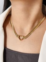 Fashion Heart Shape Stainless Steel Plating Hollow Out Necklace 1 Piece sku image 4