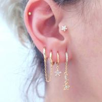 Fashion Cross Star Moon Copper Inlay Zircon Drop Earrings 1 Pair main image 5