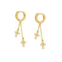 Fashion Cross Star Moon Copper Inlay Zircon Drop Earrings 1 Pair sku image 3
