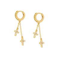 Mode Traverser Star Lune Le Cuivre Incruster Zircon Boucles D'oreilles 1 Paire sku image 3