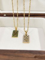 Fashion Square Stainless Steel Plating Inlay Rhinestones Pendant Necklace 1 Piece main image 1