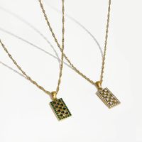 Fashion Square Stainless Steel Plating Inlay Rhinestones Pendant Necklace 1 Piece main image 4