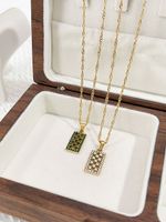 Fashion Square Stainless Steel Plating Inlay Rhinestones Pendant Necklace 1 Piece main image 3
