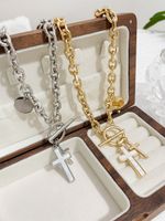 1 Piece Fashion Cross Alloy Plating Inlay Shell Women's Pendant Necklace main image 5
