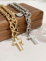 1 Piece Fashion Cross Alloy Plating Inlay Shell Women's Pendant Necklace main image 4